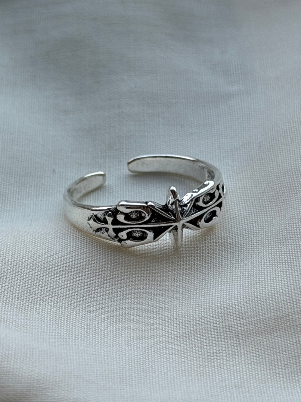 Men's Silver Star Motif Open Cuff Ring